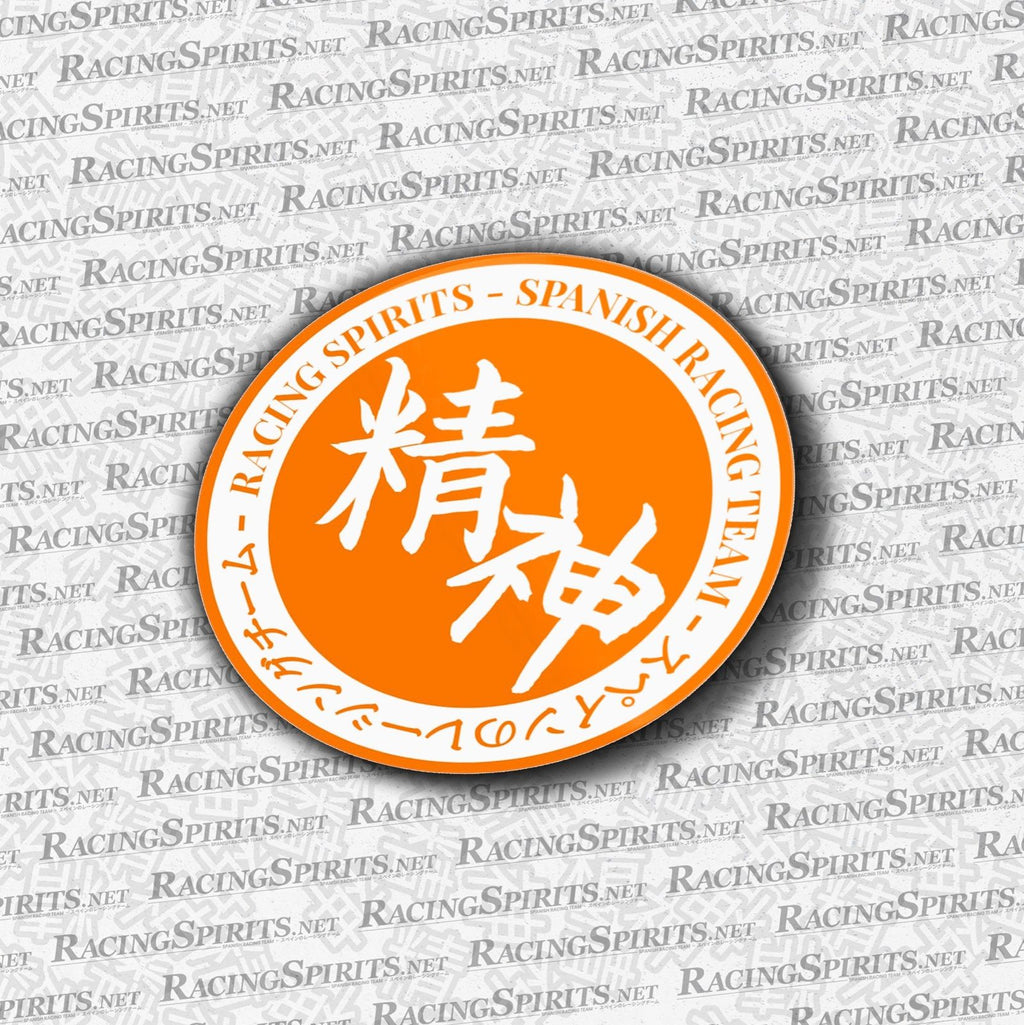 Racing Spirits Circle Team Sticker — Naranja / Blanco