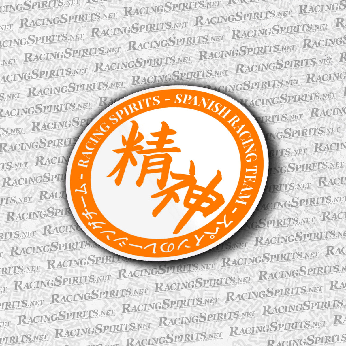 Racing Spirits Circle Team Sticker — Blanco / Naranja