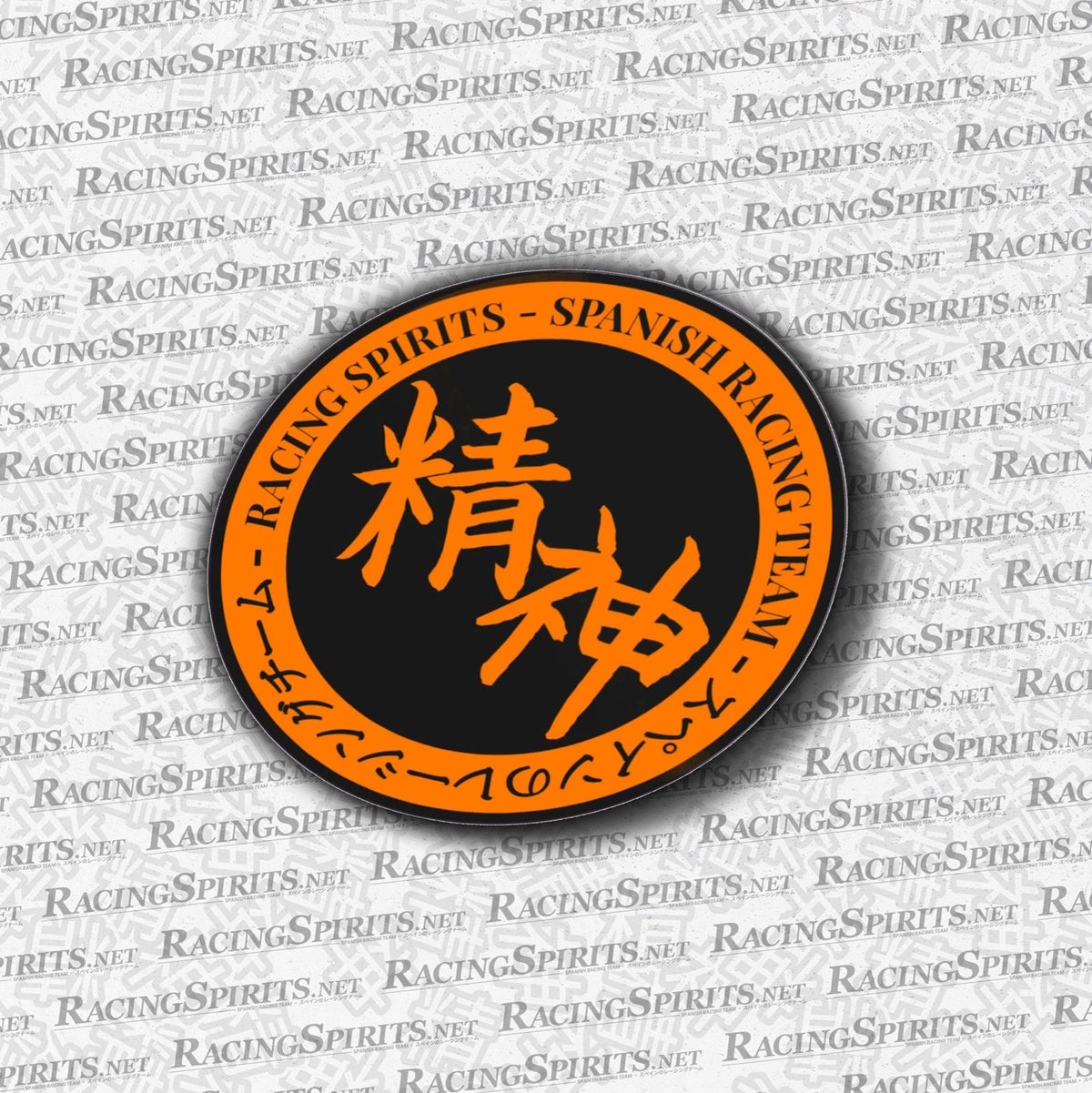 Racing Spirits Circle Team Sticker — Negro / Naranja